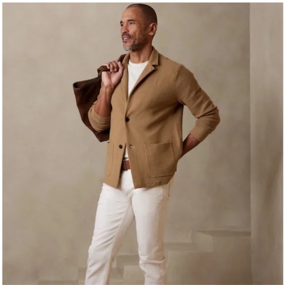 Banana Republic Other - Banana Republic Mens Milanetto Sweater Blazer Cardigan XXL Brown Tan
